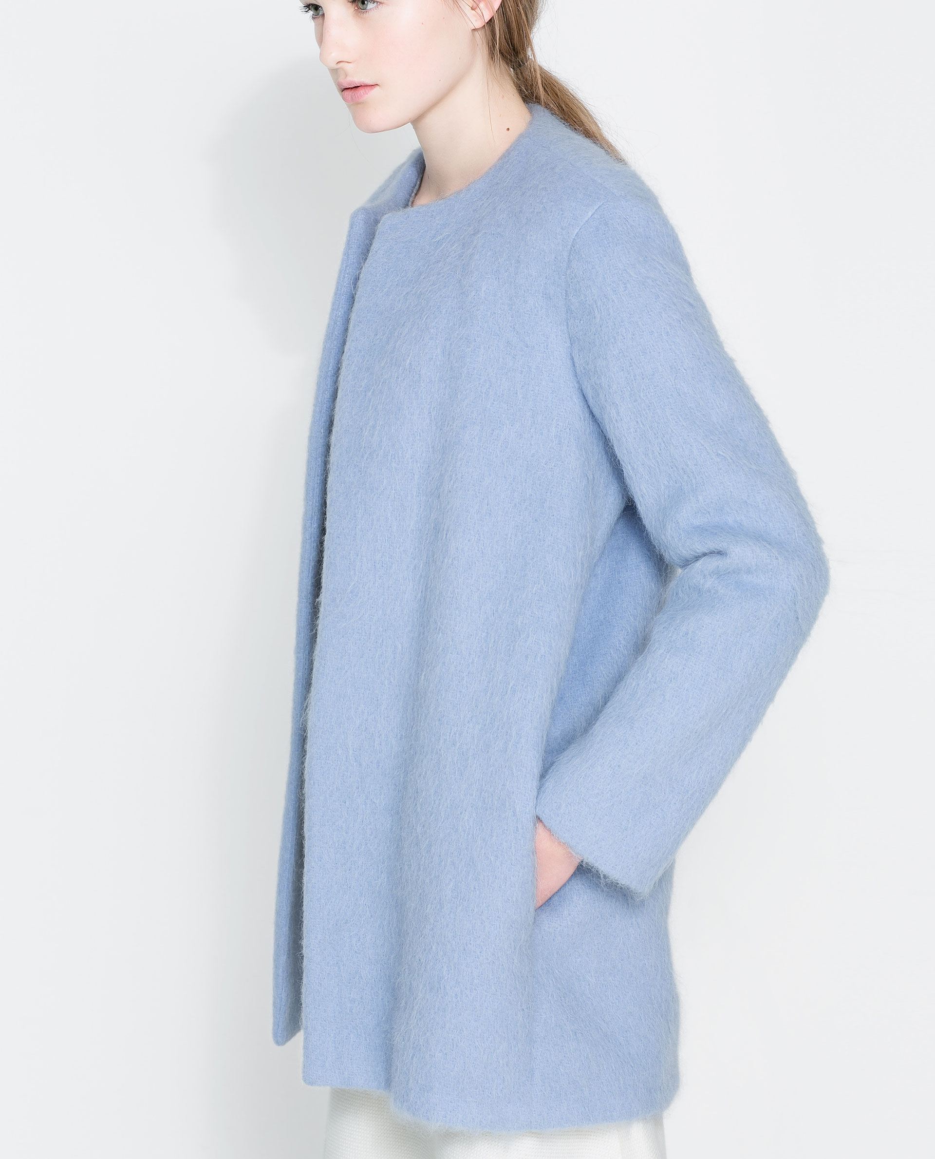 Zara Mohair Coat in Blue Lyst