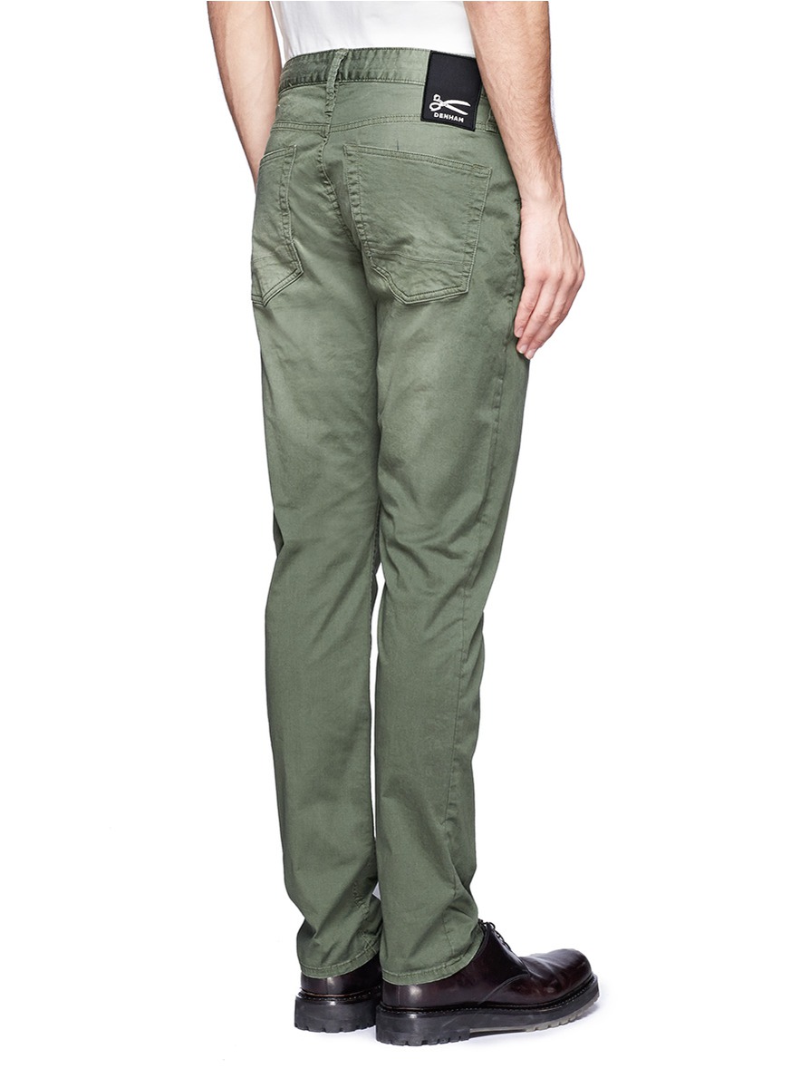 Lyst - Denham Razor Slim-fit Cotton-blend Pants in Green for Men