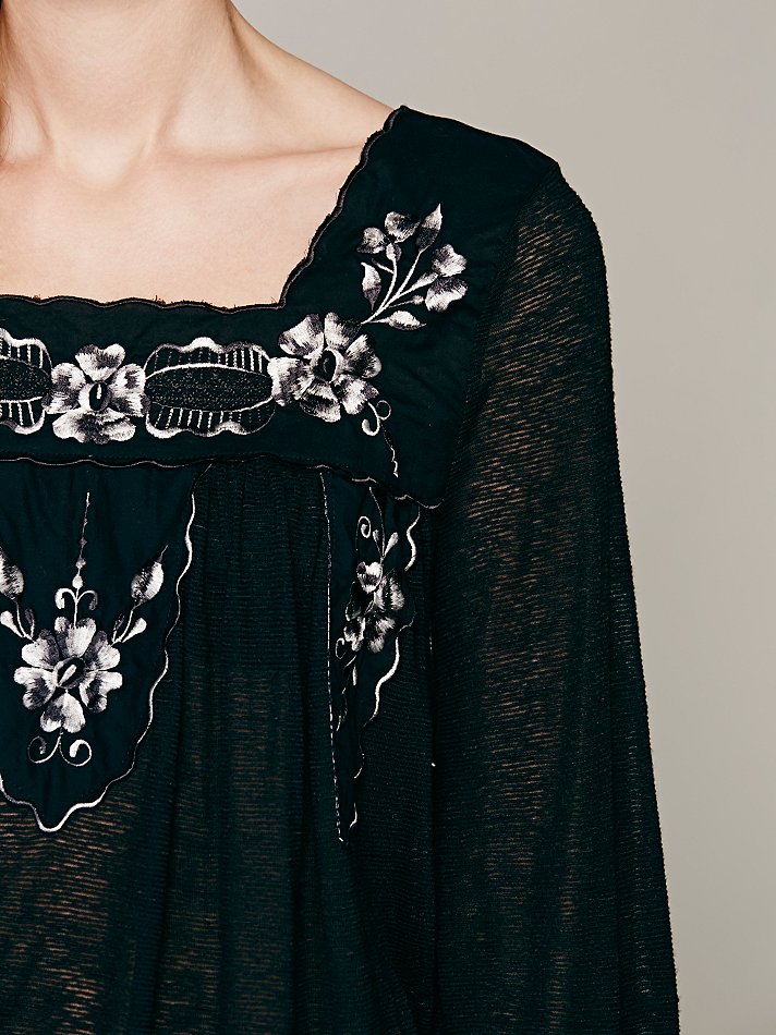 free people black floral top