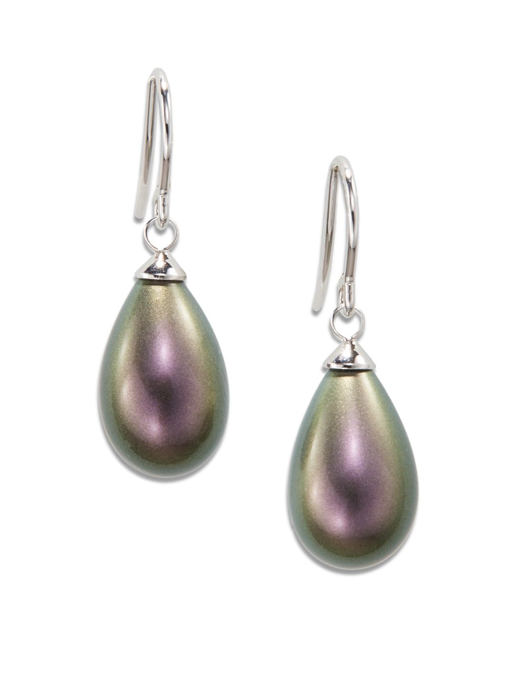 Majorica 1017mm Tahitian Pear Pearl Drop Earrings in Gray (tahitian) | Lyst