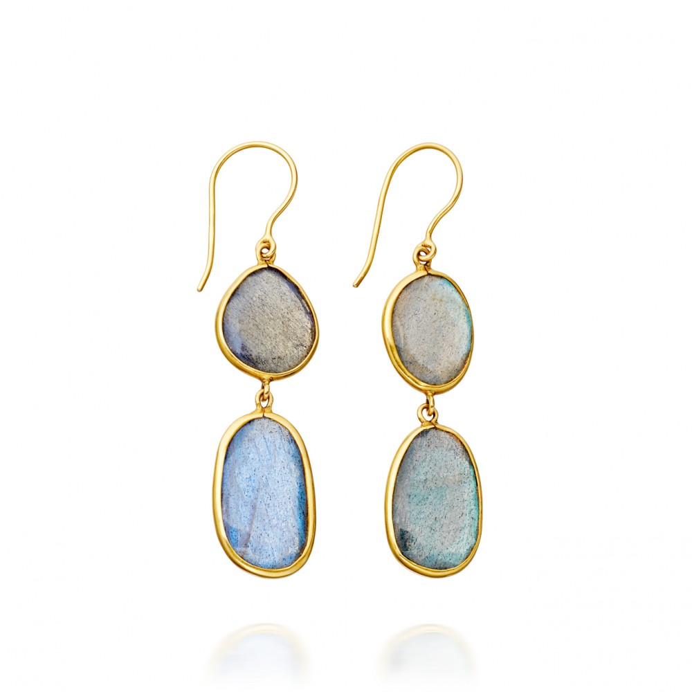 Lyst Pippa Small Double Drop Labradorite Earrings In Yellow Gallery