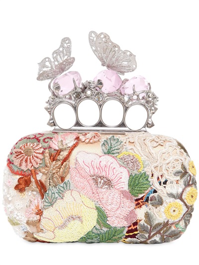 Lyst - Alexander Mcqueen Embroidered Butterfly Knucklebox Clutch
