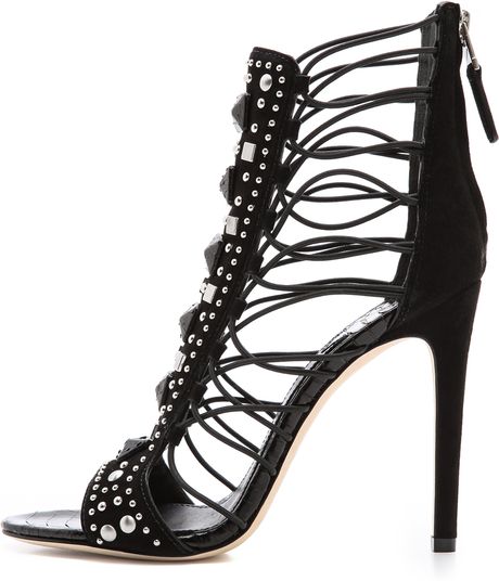 B Brian Atwood Lalouche Lace Up Sandals in Black | Lyst