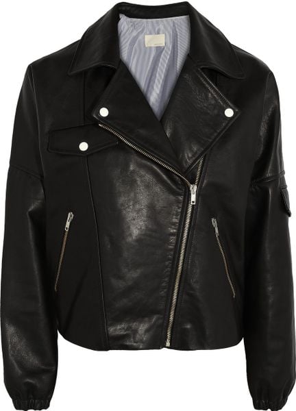 Band Of Outsiders Dolman-Sleeve Leather Biker Jacket in Black | Lyst