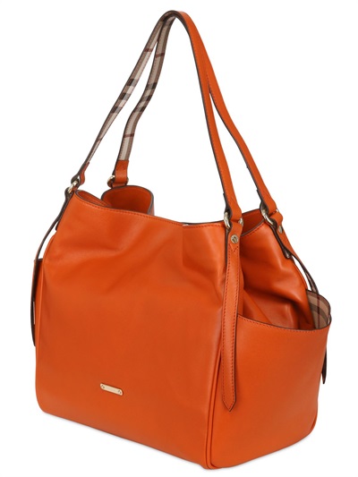 Lyst Burberry Small Canterbury Soft Leather Bag In Orange Gallery