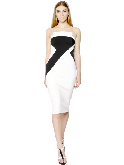Lyst - David Koma Leather Neoprene Jersey Bustier Dress in White