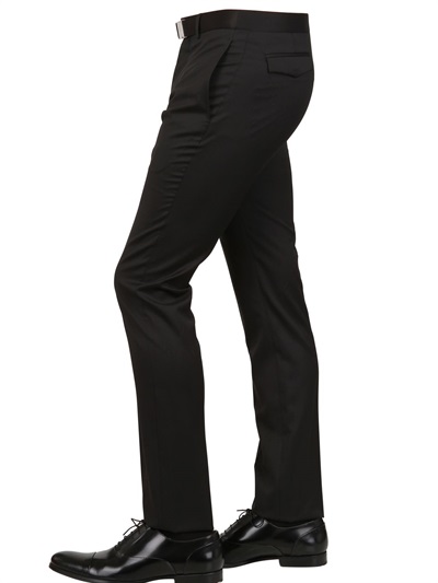 Lyst - Dior Homme 185cm Serge Wool Belted Trousers in Black for Men