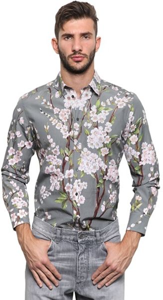 Dolce & Gabbana Flower Printed Cotton Poplin Shirt in Multicolor for ...