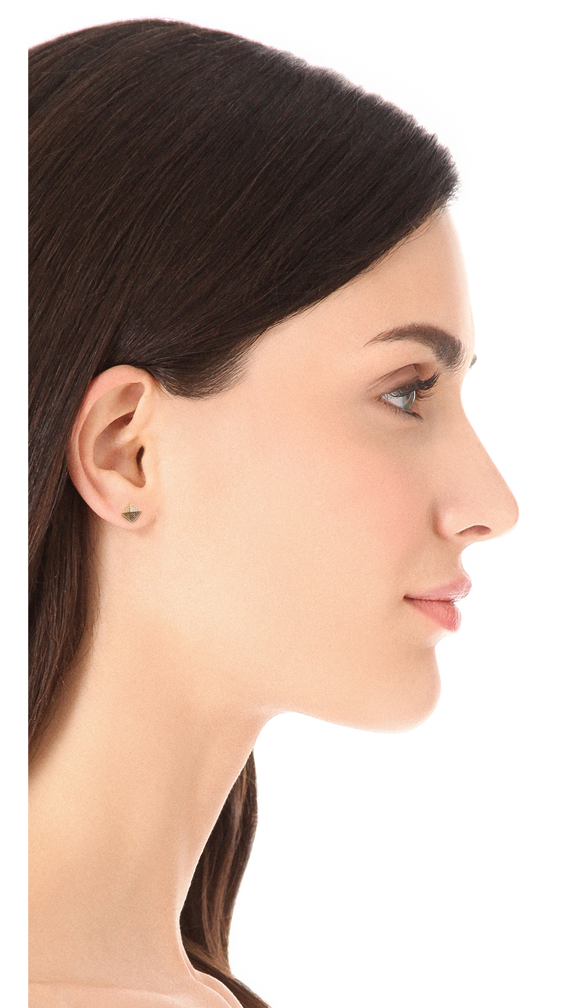 Lyst Ef Collection Diamond Mini Pyramid Stud Earrings In Metallic Gallery