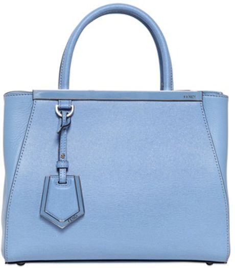 Fendi Mini 2 Jours Structured Leather Bag in Blue (LIGHT BLUE) | Lyst