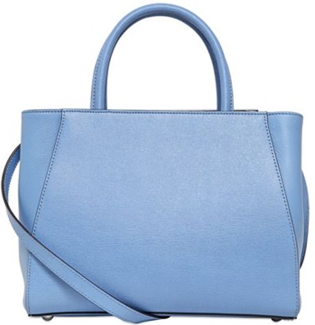 Fendi Mini 2 Jours Structured Leather Bag in Blue (LIGHT BLUE) | Lyst