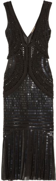 Roberto Cavalli Embellished Open-Knit Dress in Black | Lyst