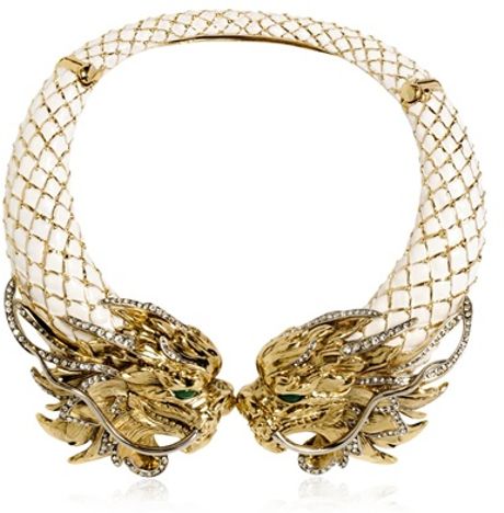 Roberto Cavalli Swarovski Dragon Necklace in White (WHITE/GOLD) | Lyst
