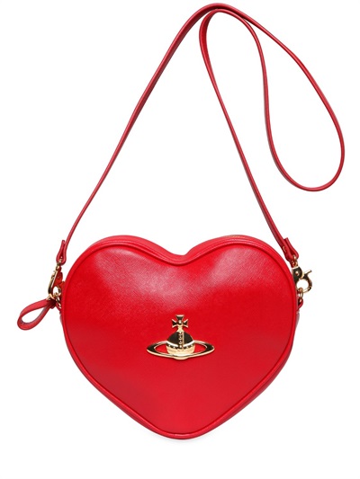 Lyst Vivienne Westwood Divina Heart Saffiano Faux Leather Bag In Red Gallery