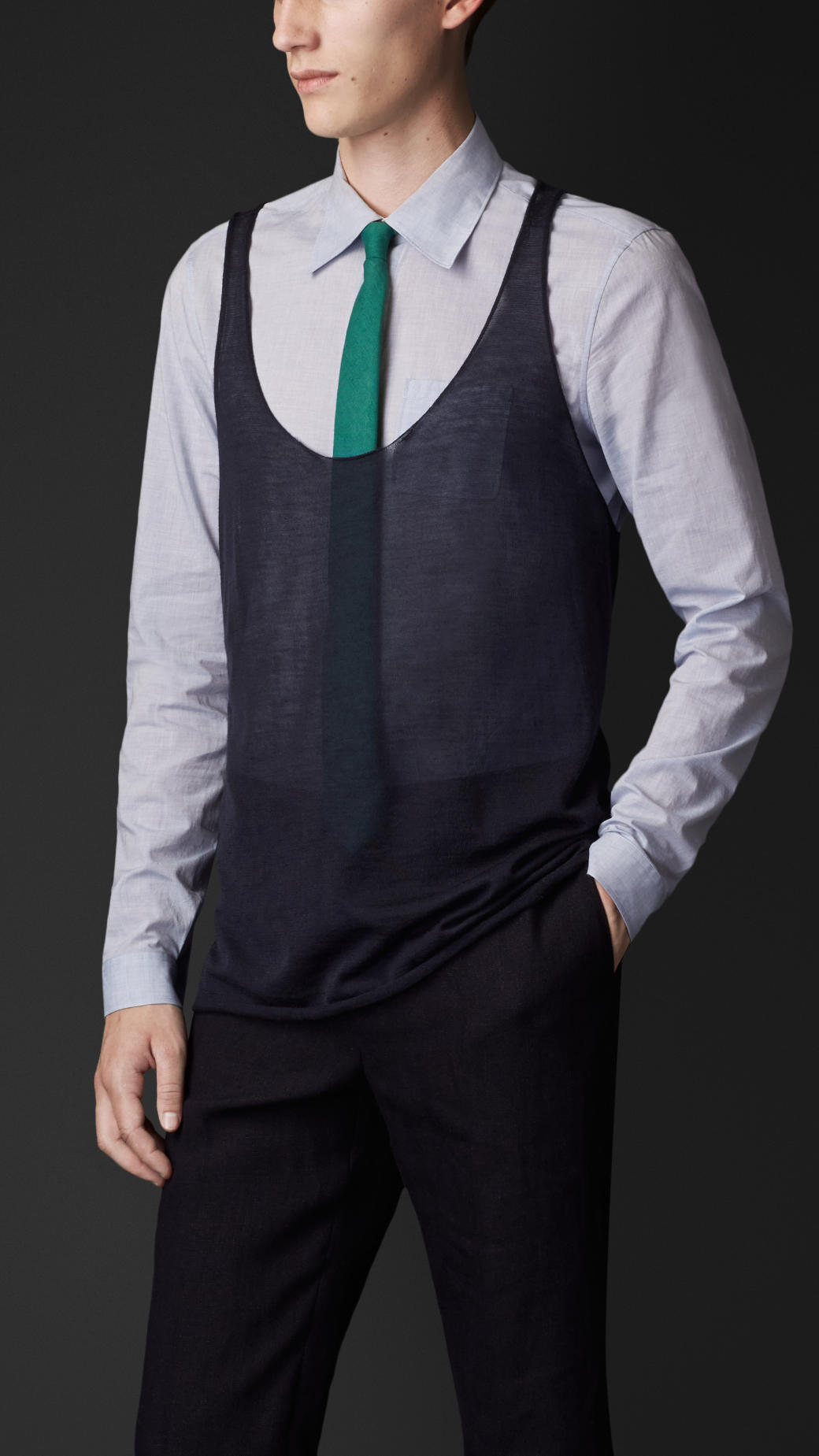 Lyst Burberry Cashmere Silk Knitted Vest in Blue for Men