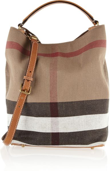 Burberry Checked Canvas Hobo Bag in Brown | Lyst