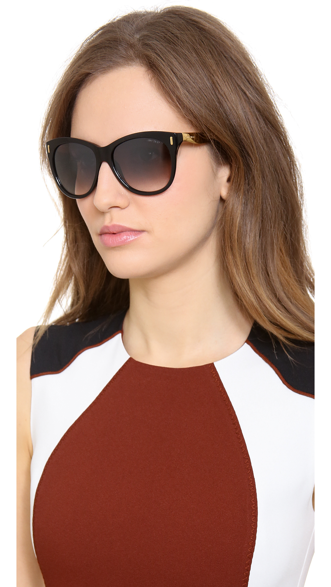 Lyst Jimmy Choo Ally Sunglasses Shiny Black/Grey Mirror in Black