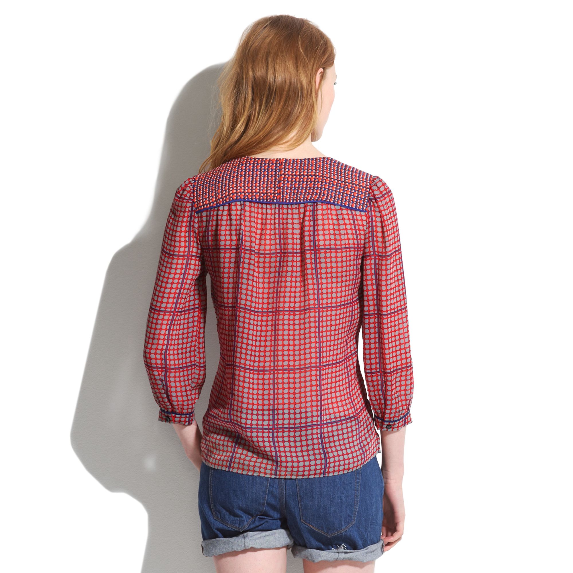 Madewell Silk Peasant Blouse in Retrogrid in Purple - Lyst