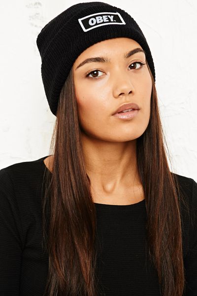 Urban Outfitters Obey Standard Issue Beanie Hat in Black | Lyst