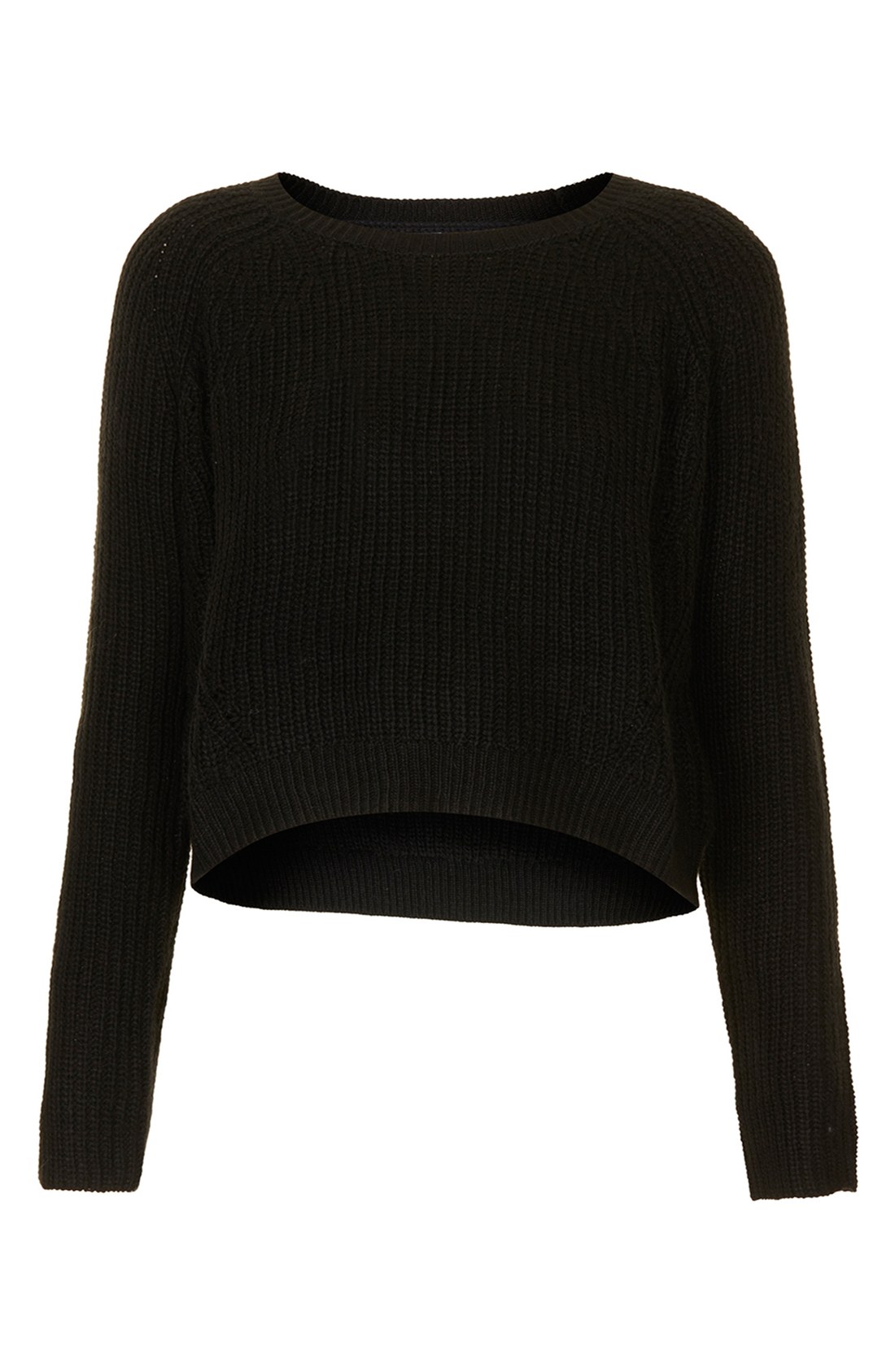 Topshop Ribbed Crop Sweater in Black | Lyst