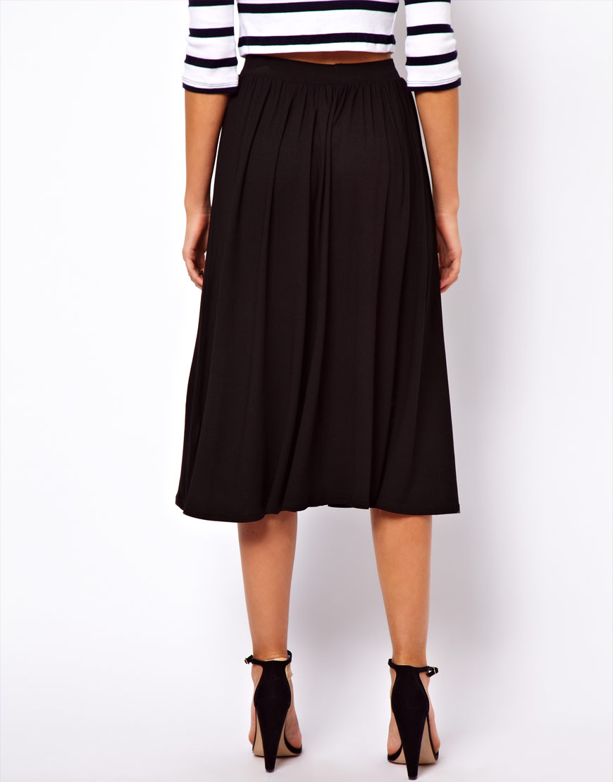 Asos Full Midi Skirt in Black | Lyst