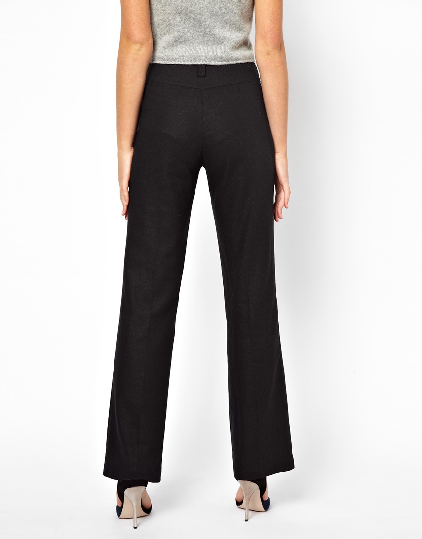 black linen wide leg pants