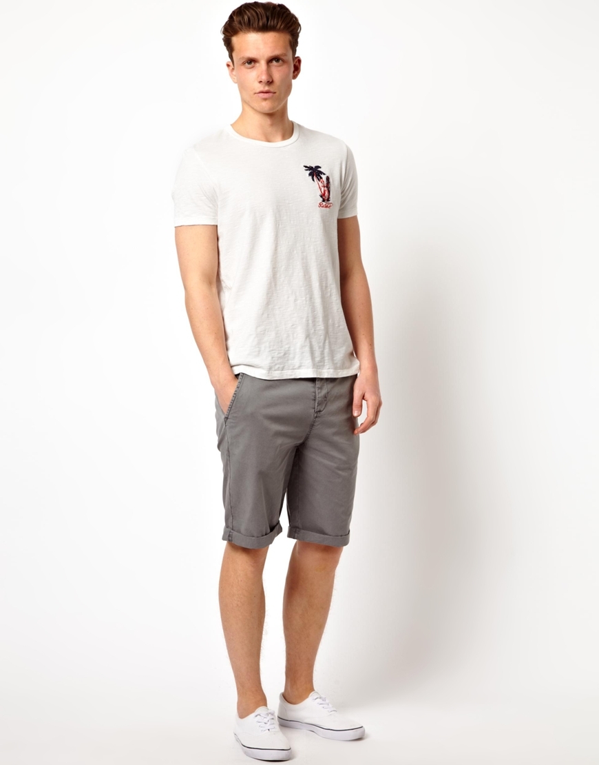 mens longer length chino shorts