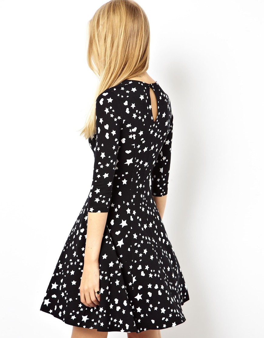 sweet heart printed skater dress