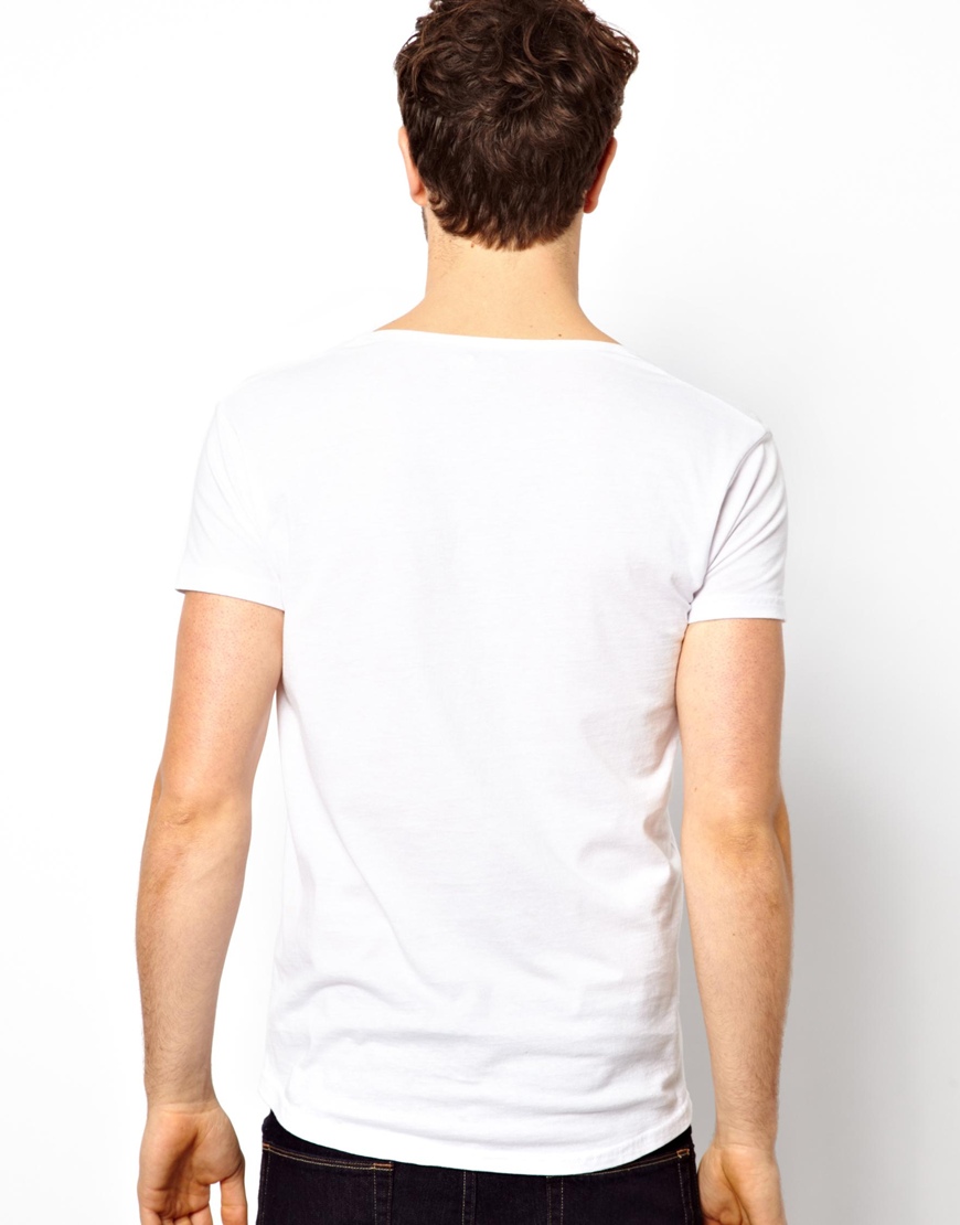 Lyst Asos T Shirt With Deep Scoop Neck In White For Men 5955