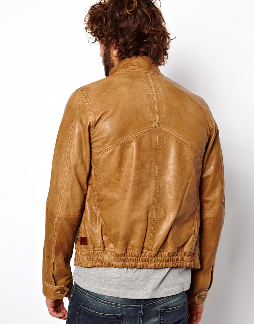 ASOS G Star Leather Jacket in Brown for Men - Lyst