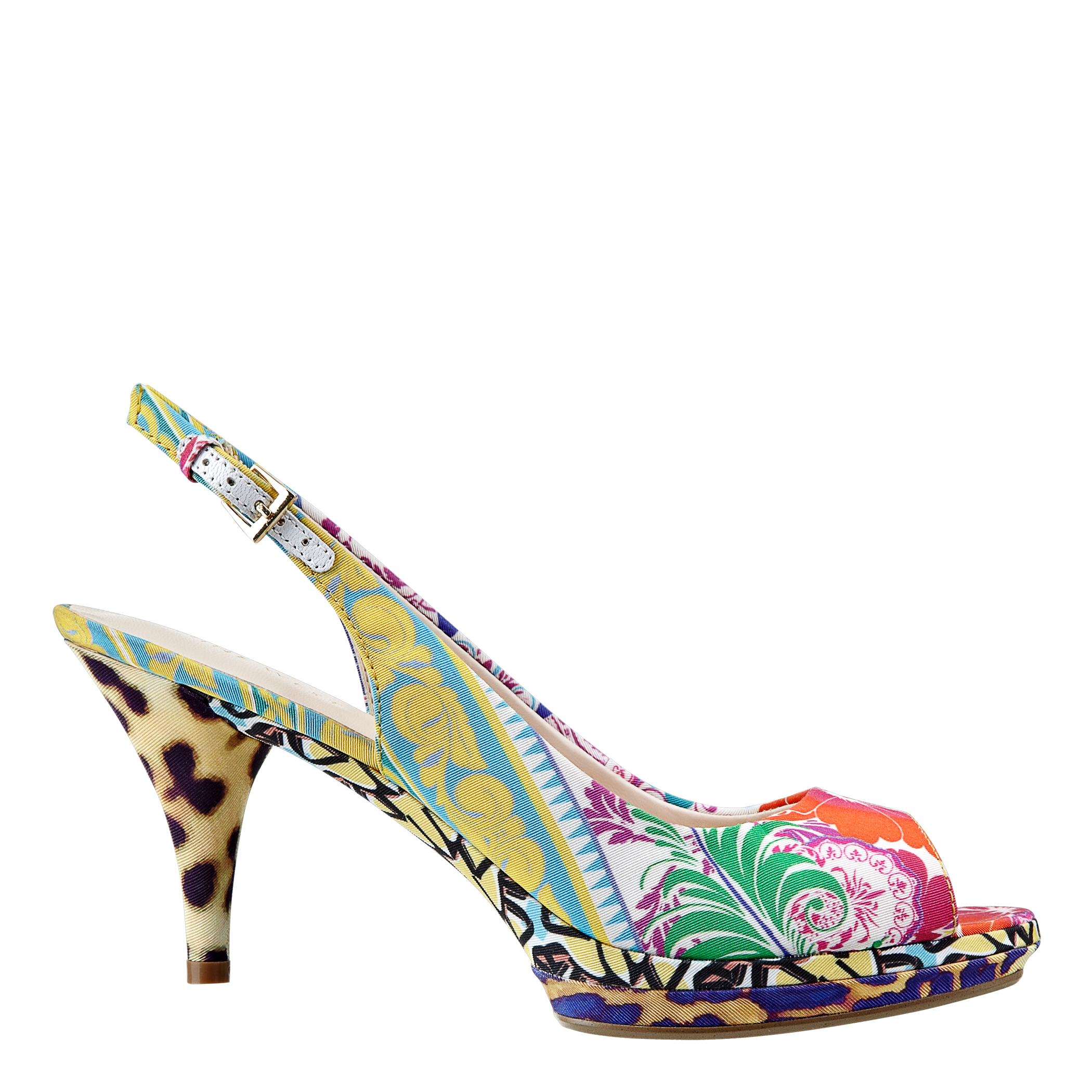 Nine West Sharina Midheel Peep Toe Slingback in Multicolor (YELLOW ...