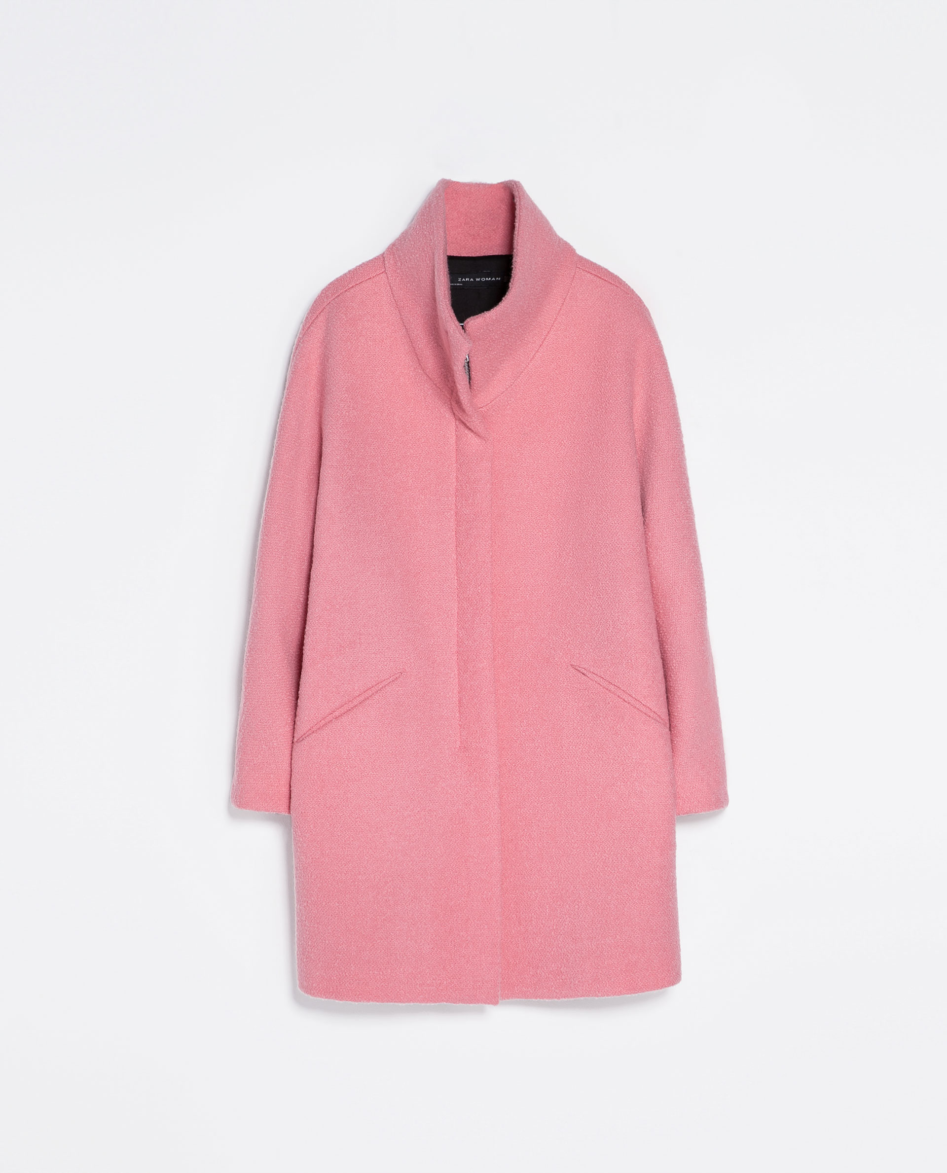 Zara Bouclé Coat in Pink | Lyst