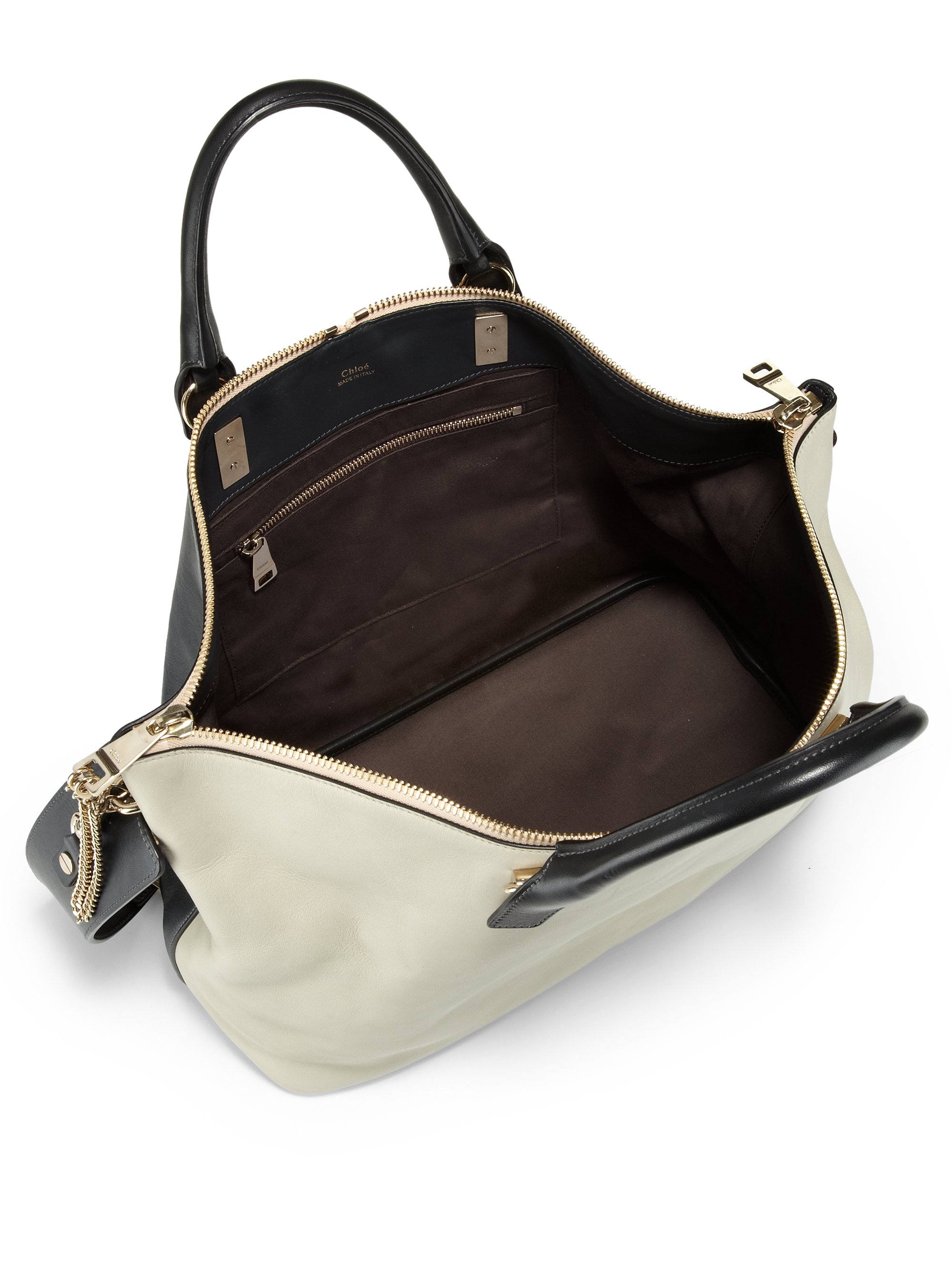 chloe satchel handbag - Chlo Baylee Medium Two-tone Leather Shoulder Bag in Beige ...