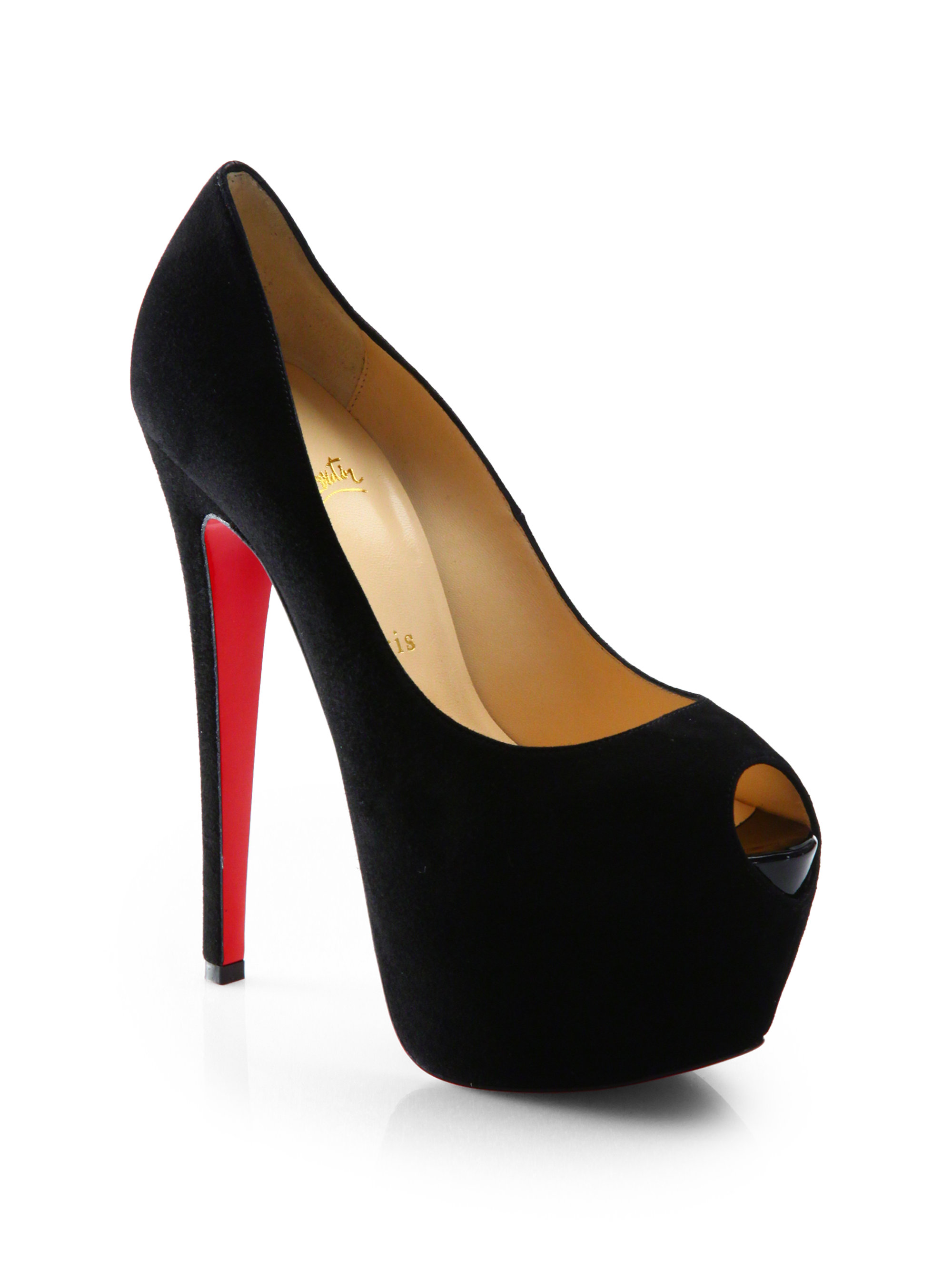 Lyst - Christian Louboutin Highness Suede Platform Pumps in Black