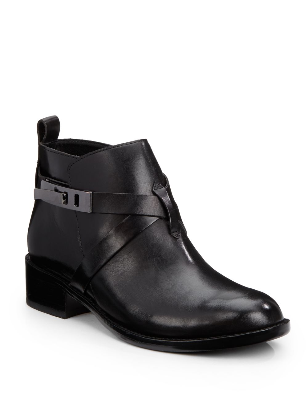 French Connection Yuri Leather Ankle Boots in Black | Lyst