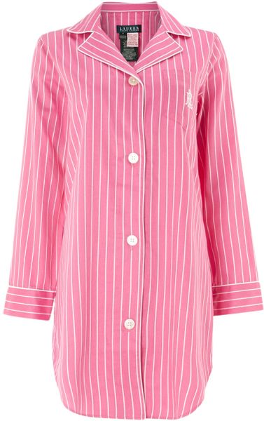 Lauren By Ralph Lauren Classic Stripe Nightshirt in Pink | Lyst