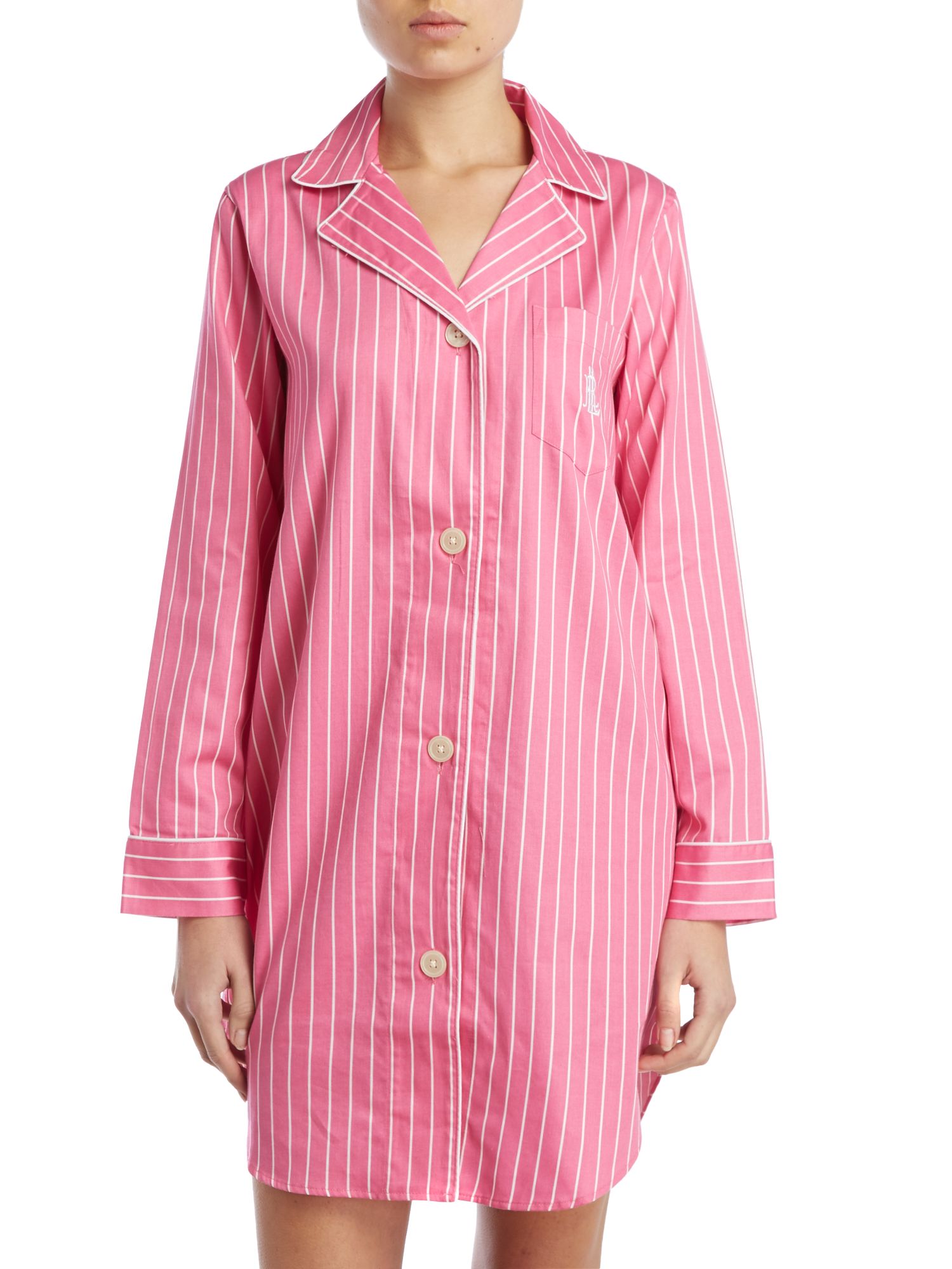 Lauren by ralph lauren Classic Stripe Nightshirt in Pink | Lyst