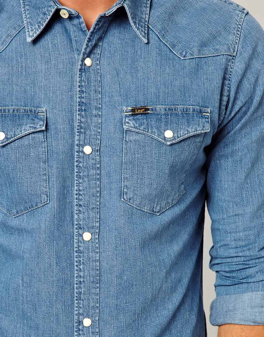 Lyst - Lee Jeans Denim Shirt Western Slim Fit Light Stone in Blue for Men