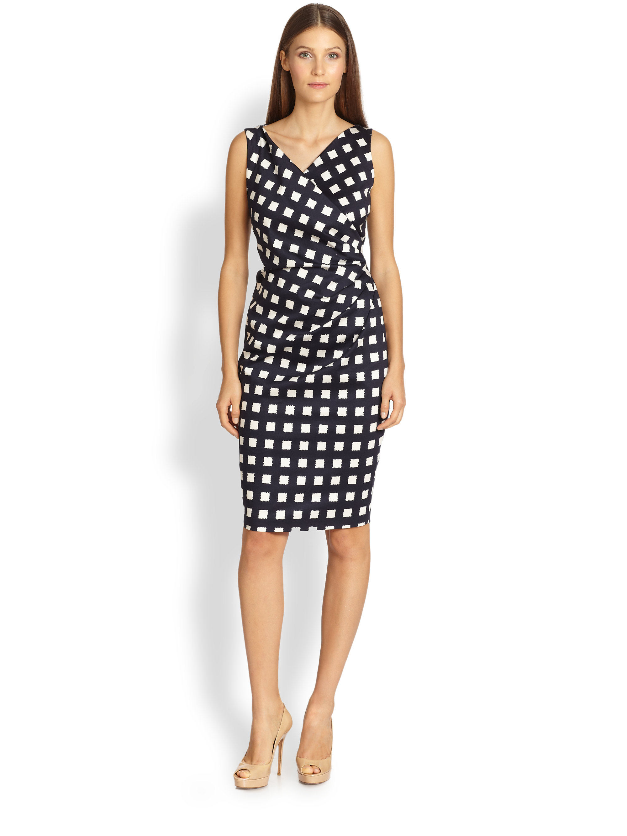 Lyst - Max Mara Check Stretch Cotton Dress in Blue