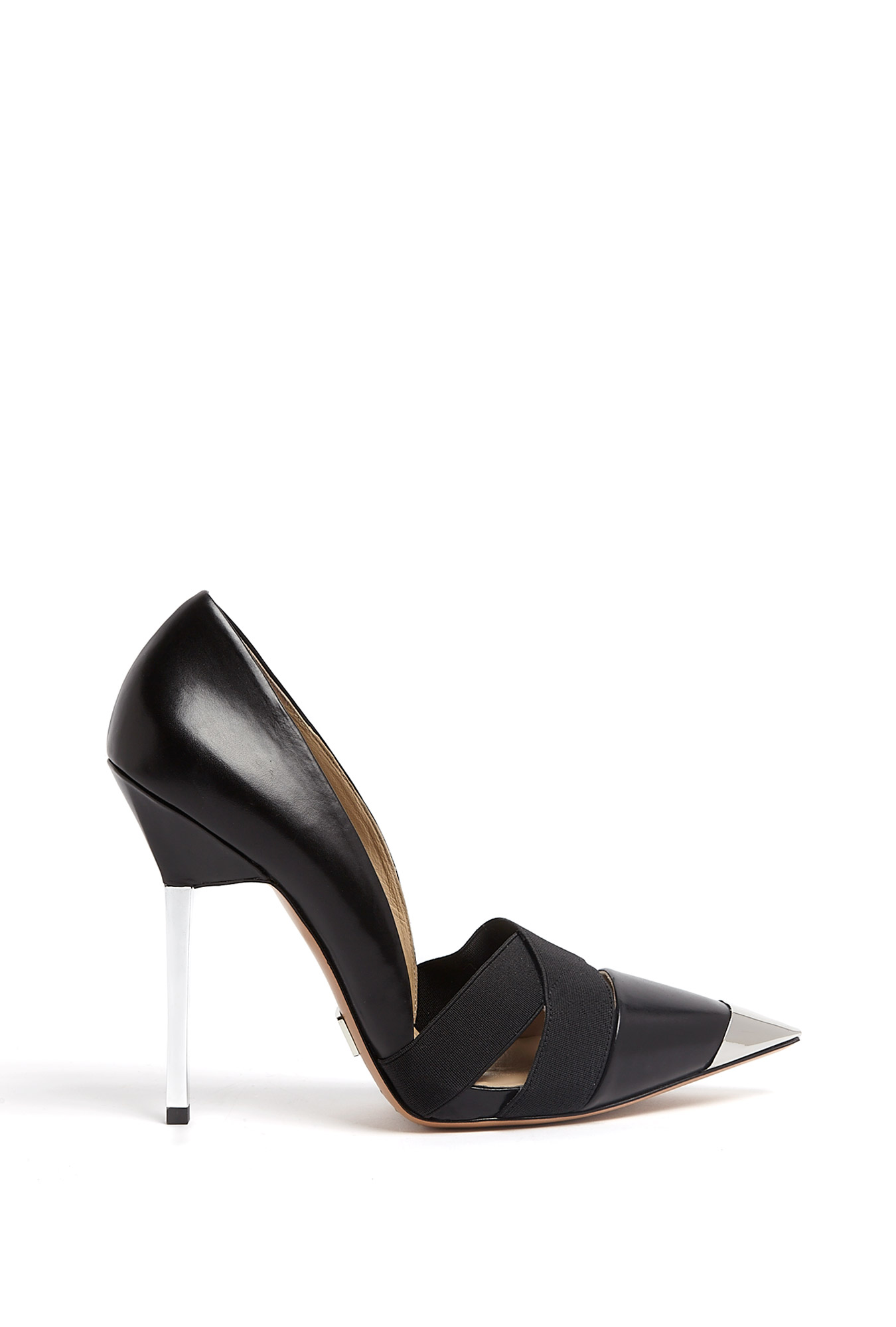 Michael Kors Black Ana Metal Toe Cap Stiletto Court Shoes in Black | Lyst