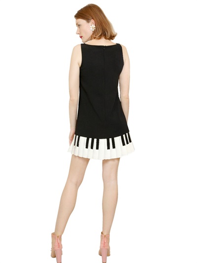 Lyst - Boutique Moschino Pleated Piano Keys Stretch Crepe ...