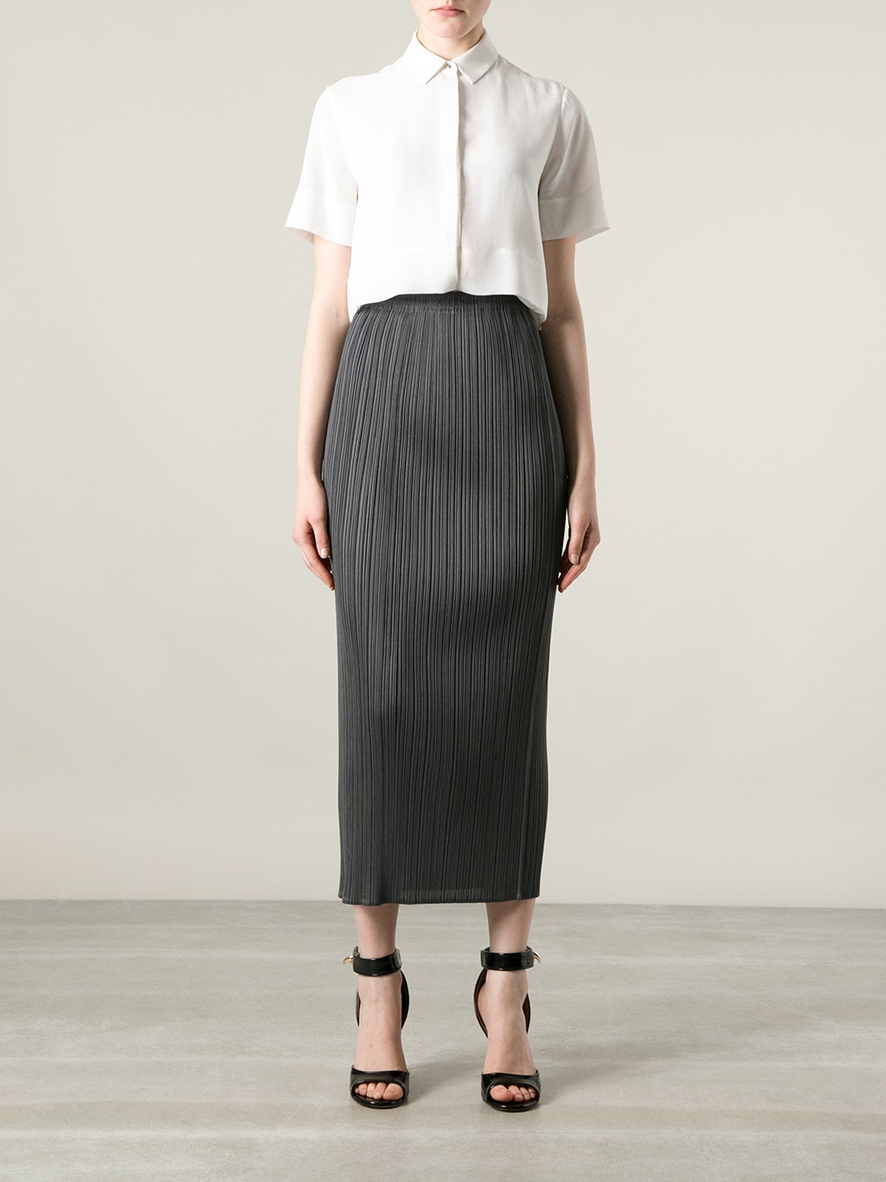 Pleats please issey miyake Pleated Skirt in Gray | Lyst
