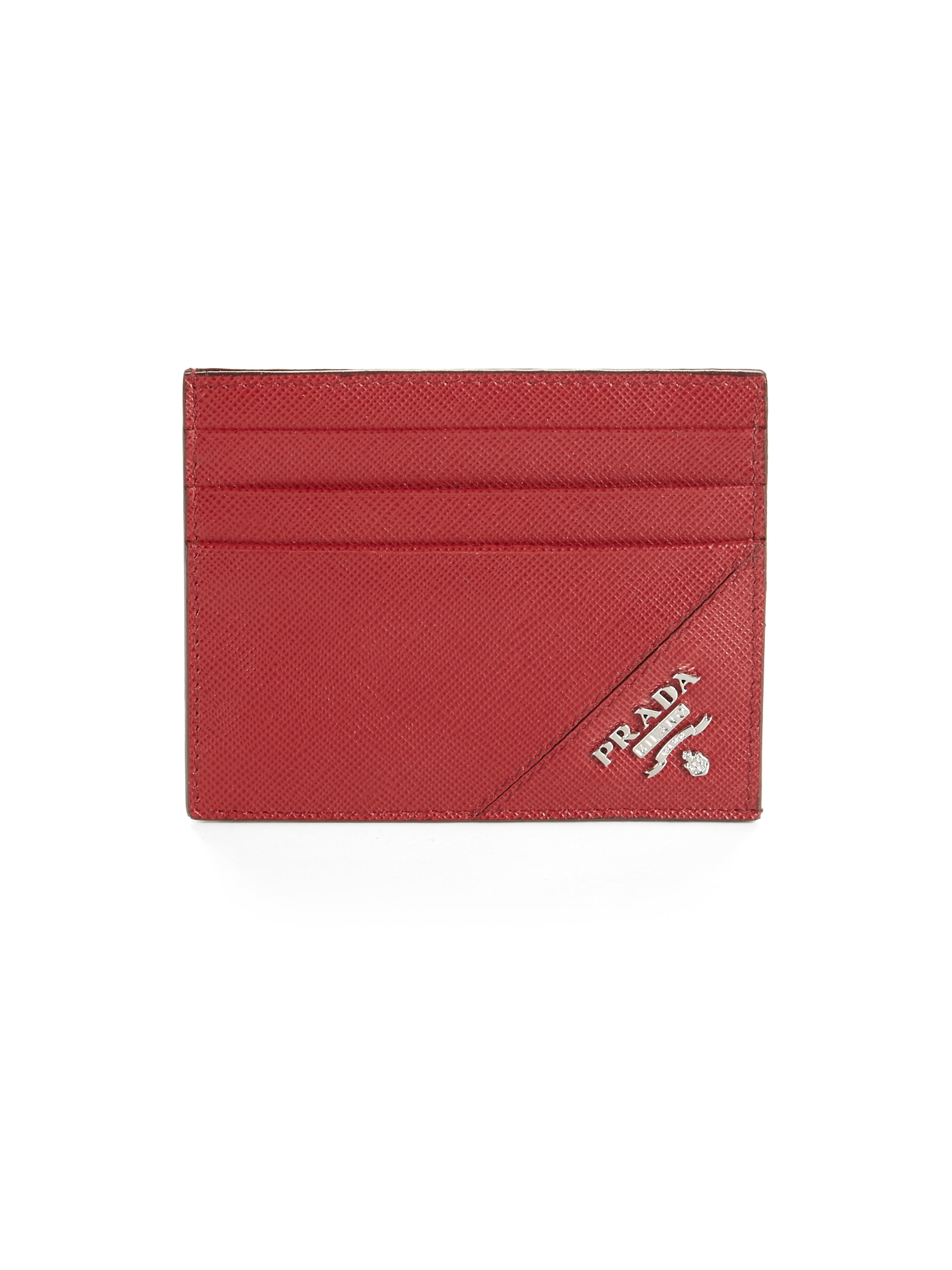 Lyst - Prada Saffiano Leather Credit Card Case in Red for Men