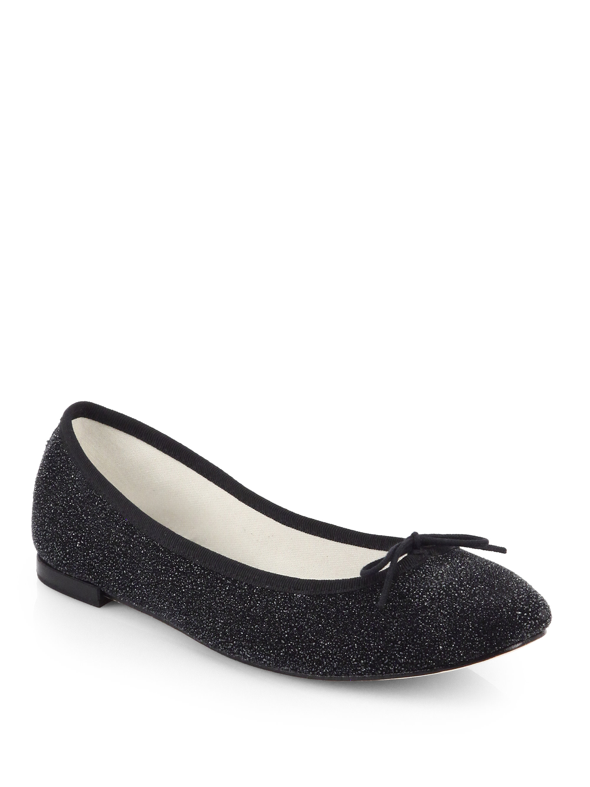 Repetto Sparkle-Coated Suede Ballet Flats in Black | Lyst