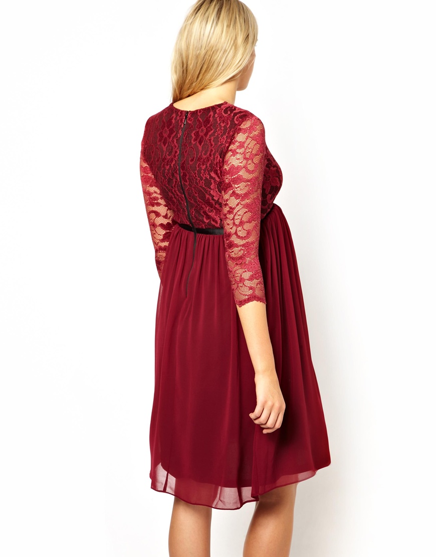 Lyst ASOS Exclusive Lace And Chiffon Midi Dress With Wrap Front And