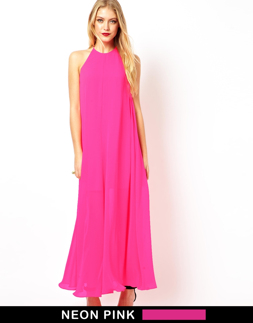 Lyst - Asos Halter Maxi Dress in Pink