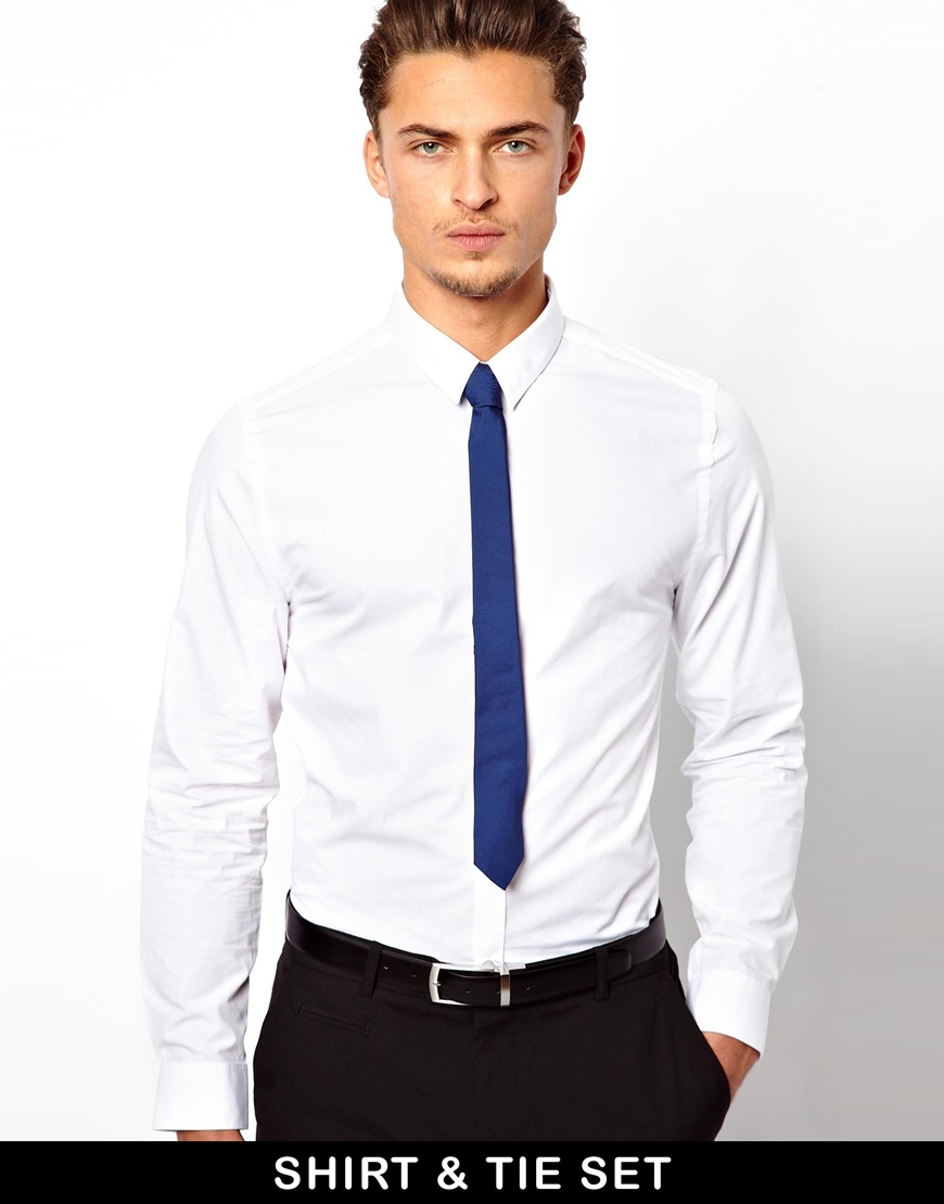 Lyst - Asos Smart Shirt and Tie Set Save 15 in White for Men