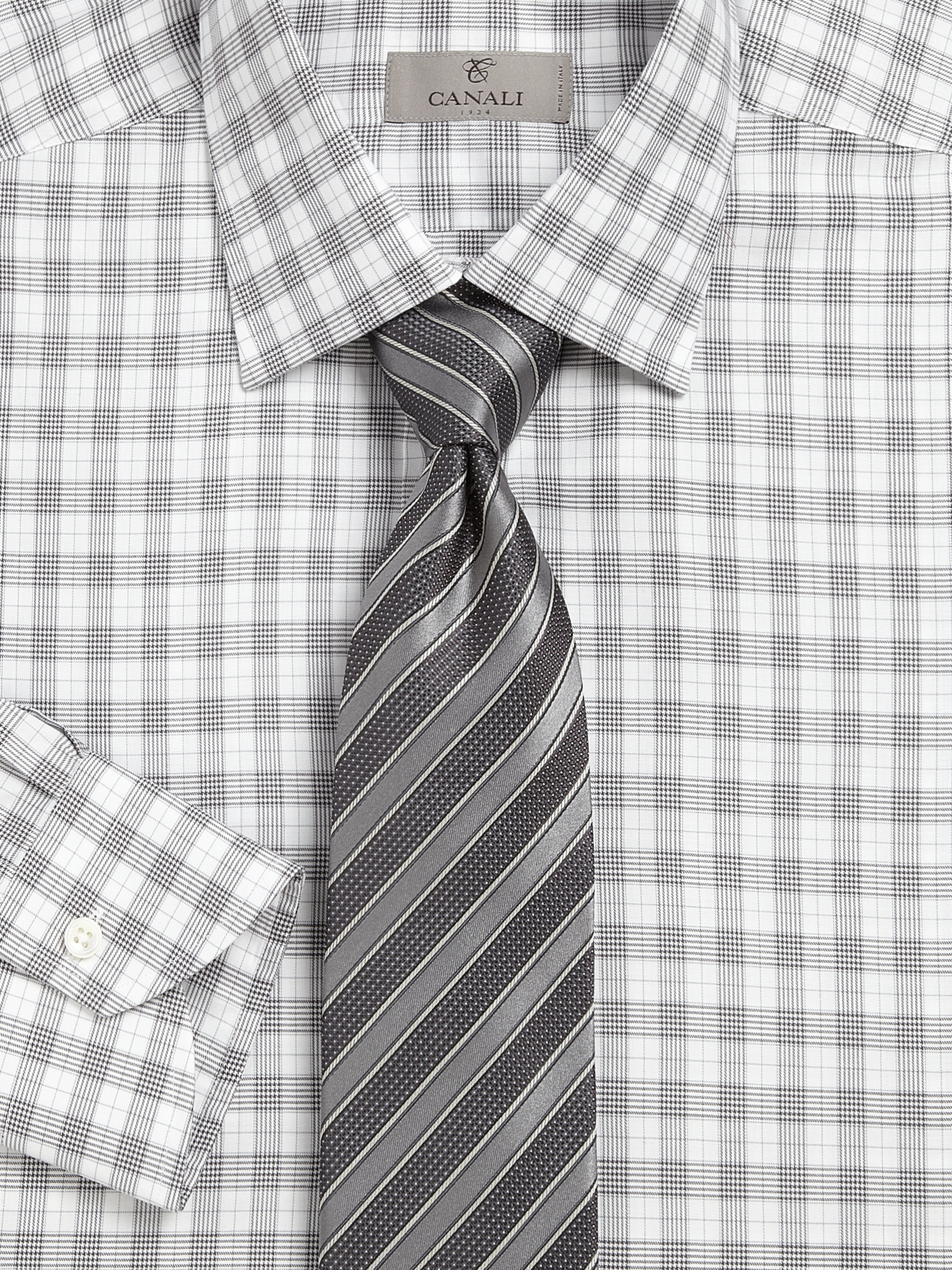 Canali Glen Plaid Dress Shirt In Gray For Men Lyst