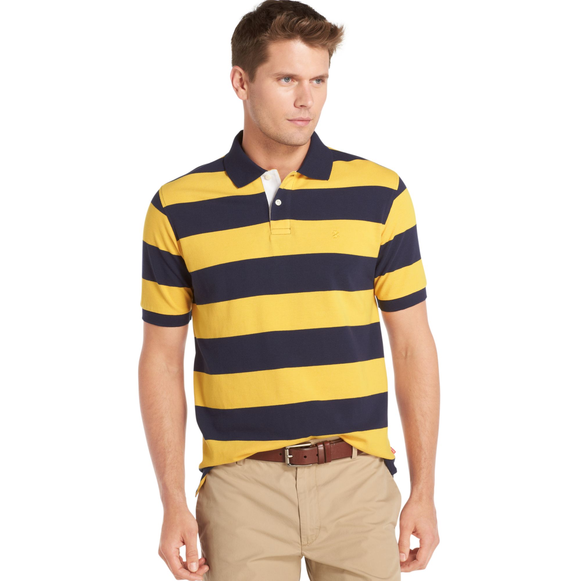 Lyst - Izod Short Sleeve Stripe Pique Polo Shirt in Blue for Men