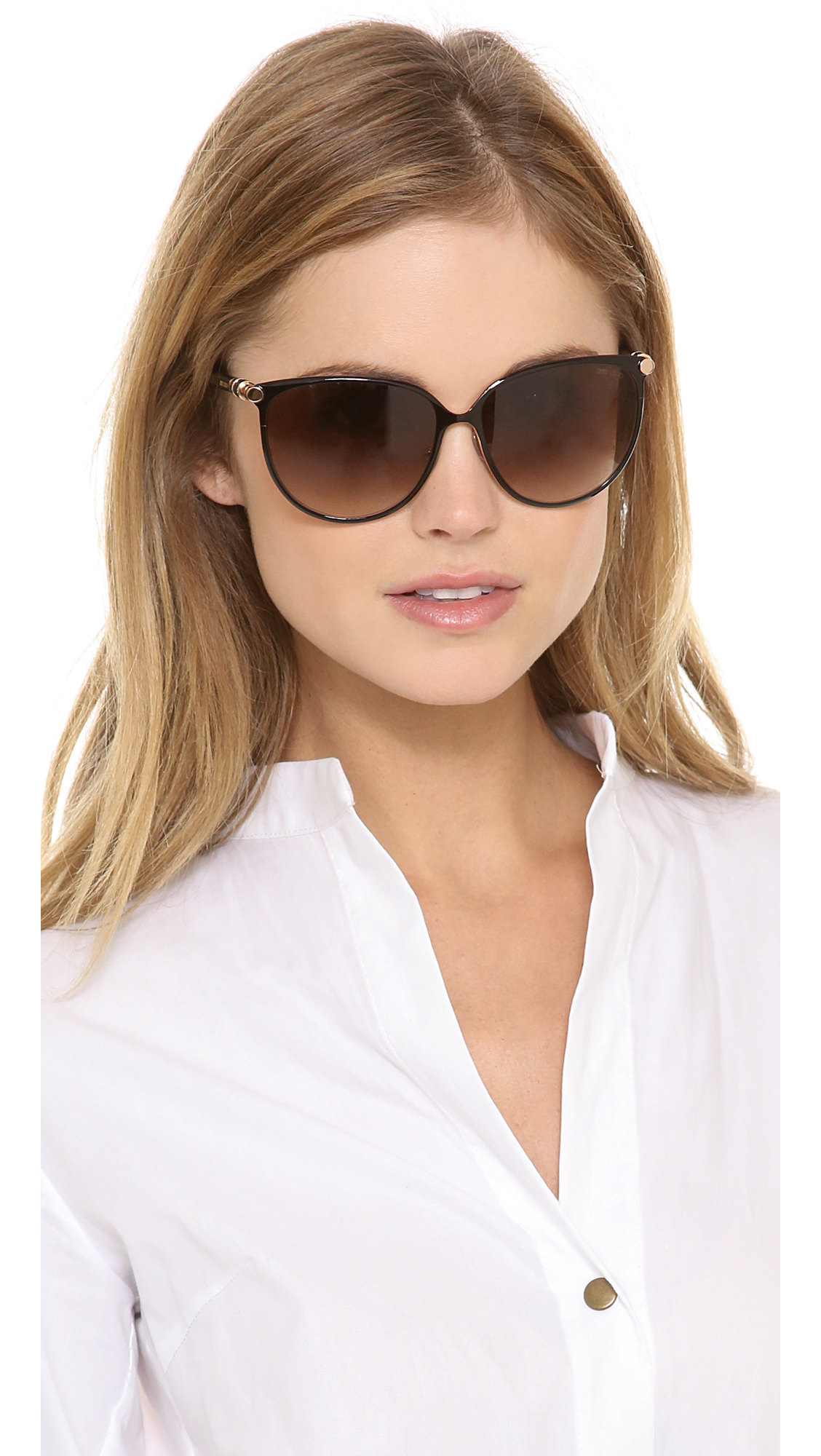 Lyst Jimmy Choo Juliet Sunglasses Shiny Black/Brown Gradient in Black